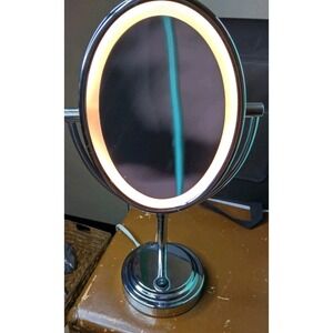 Conair BE151T Oval Double-Sided Lighted Makeup Mirror, Chrome